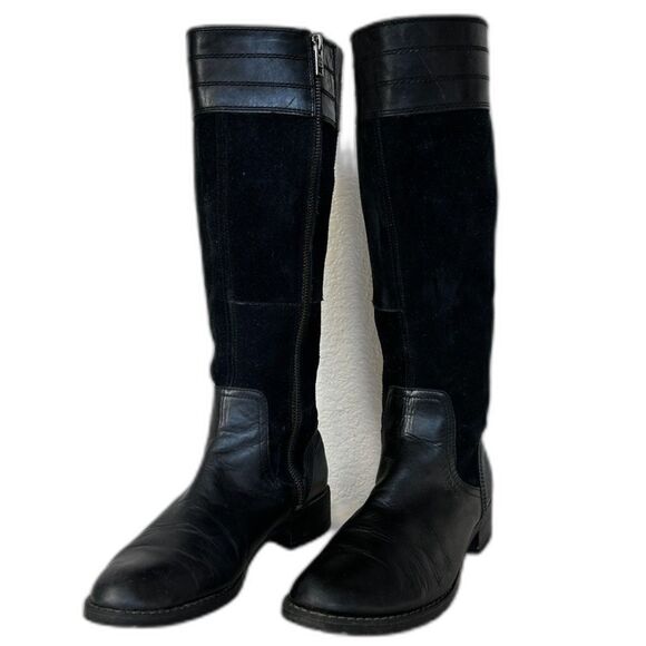 Timberland Black Suede and Leather Knee-High Boots - Women 7.5 - Picture 1 of 9
